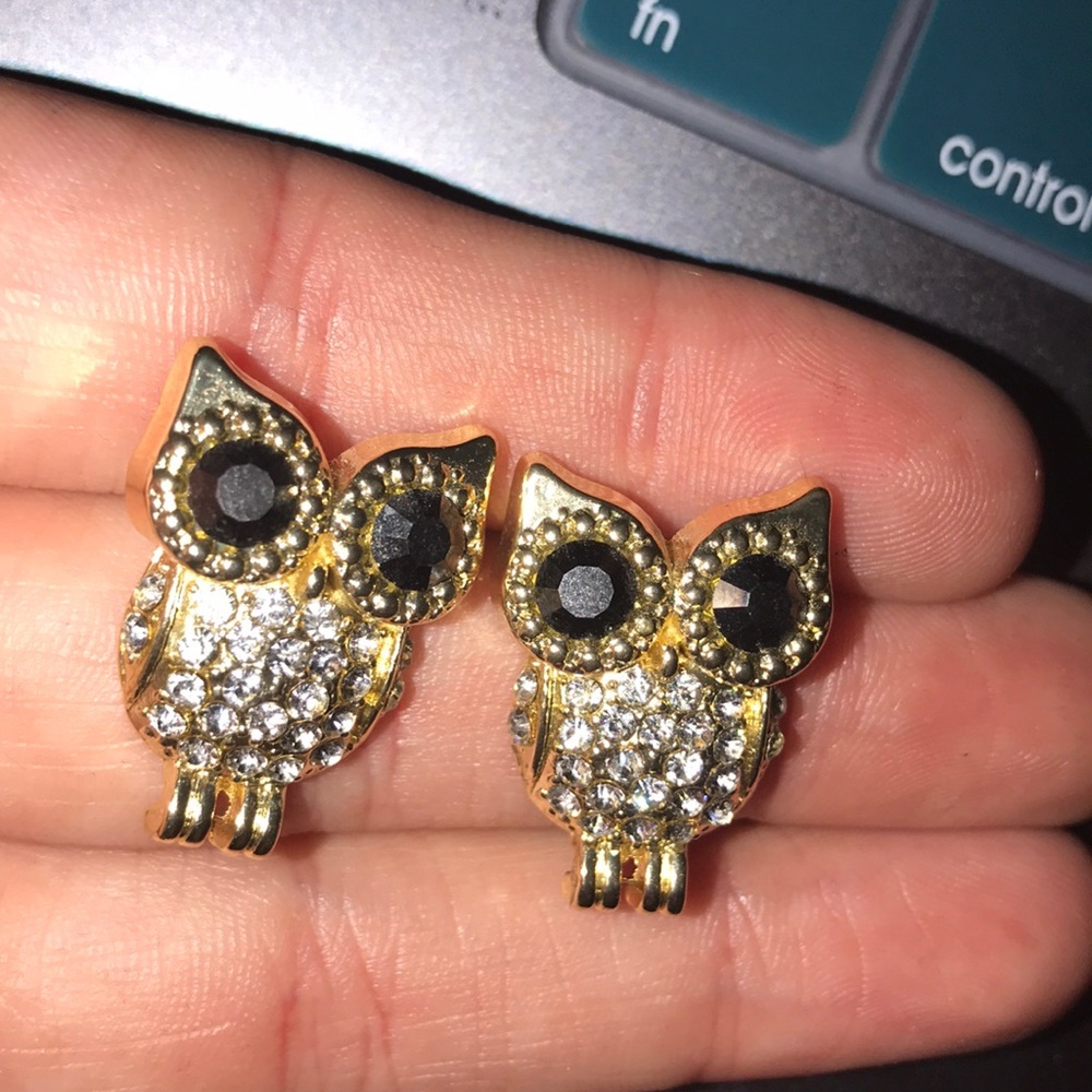 Crystal owl earrings